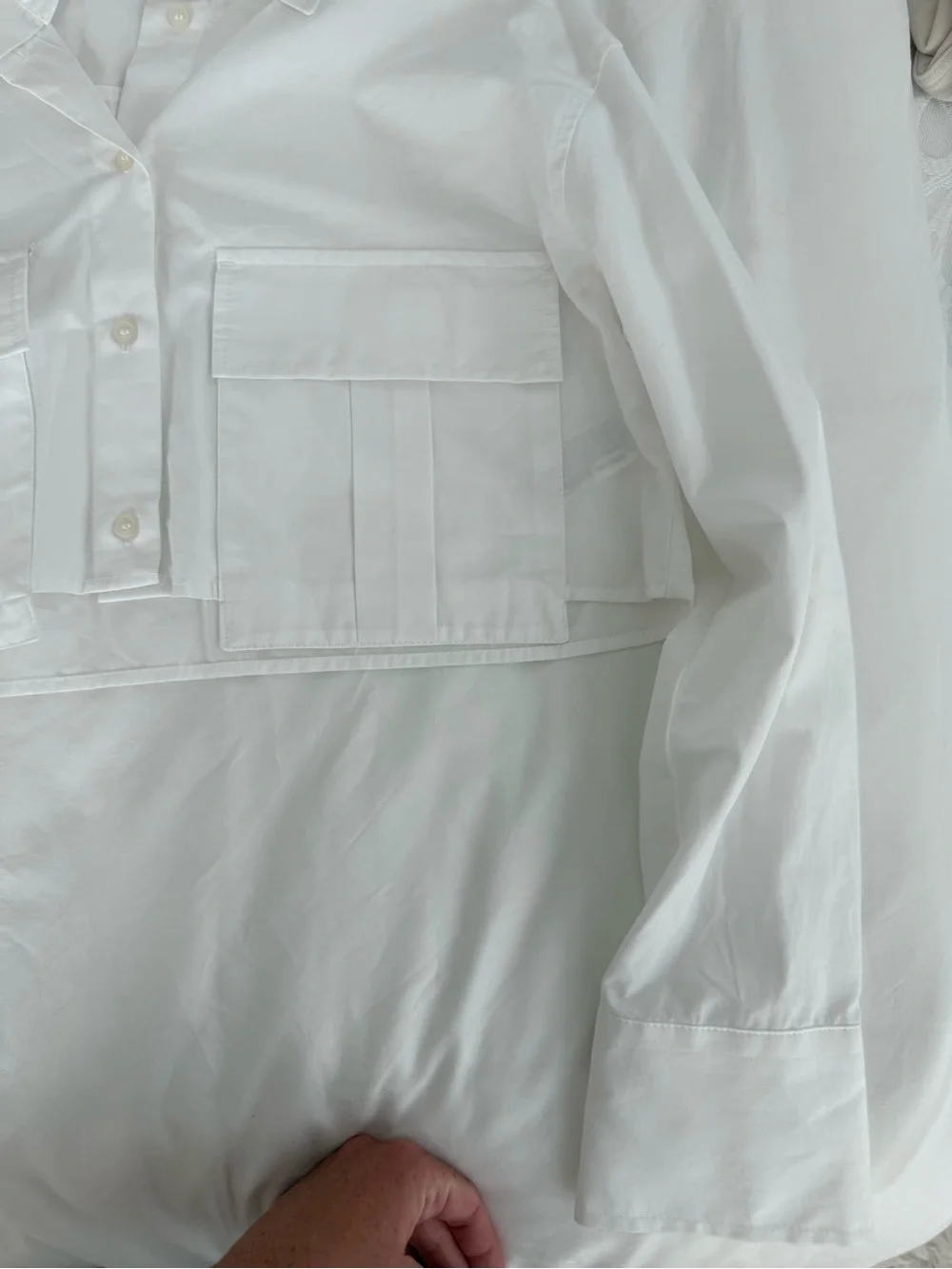 Zara White Button-Down Crop Shirt